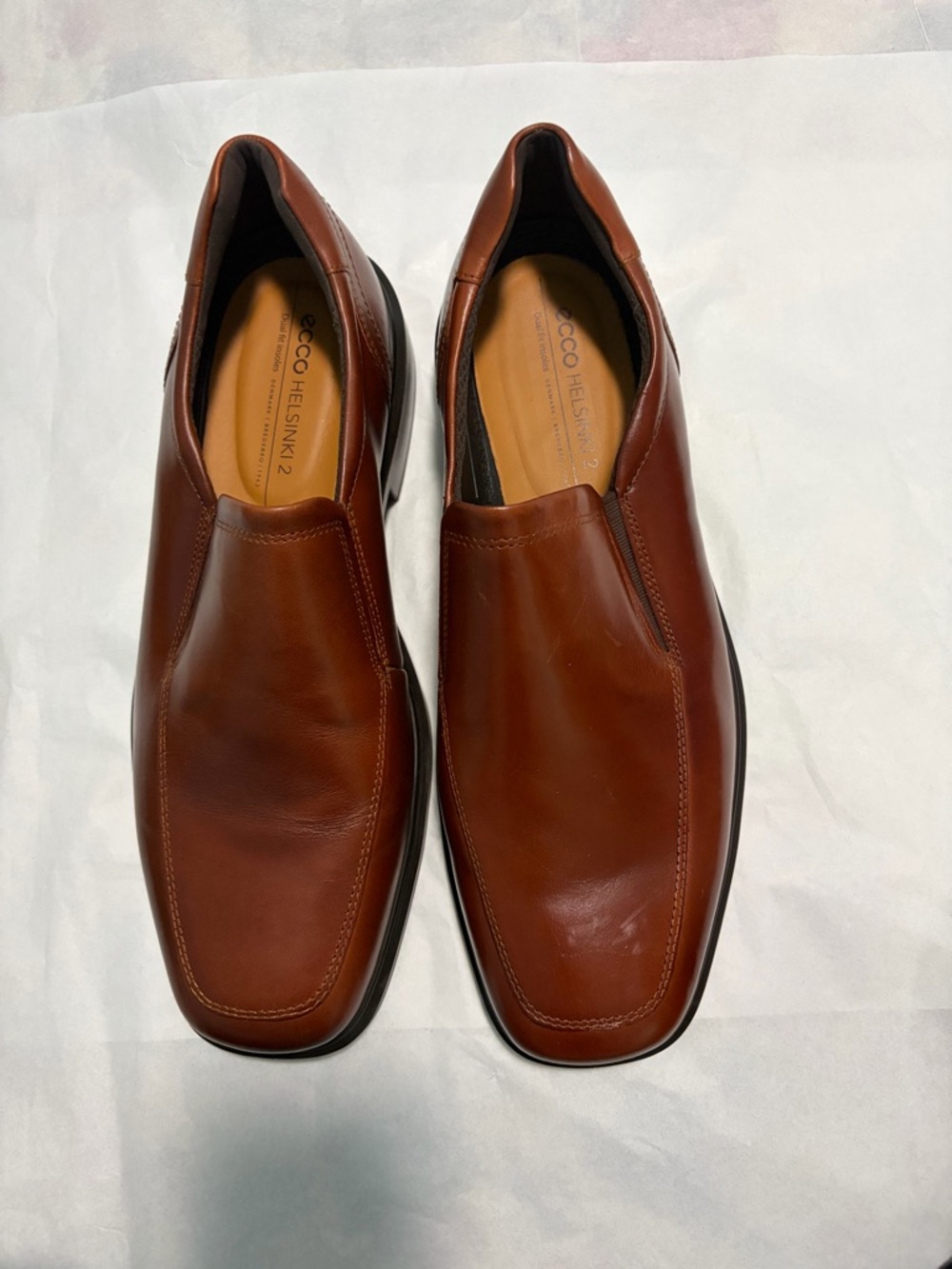 Ecco Men's Chestnut Brown Leather Slip-On Loafers